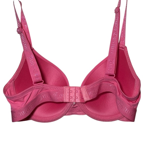 Juicy Couture Pink Smooth Molded Underwire T-Shirt Bra Logo Straps 34B - Picture 3 of 8
